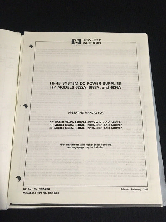 MHz エレクトロニクス HP-IB システム DC 電源装置 操作マニュアル 6632A 6633A 6634A