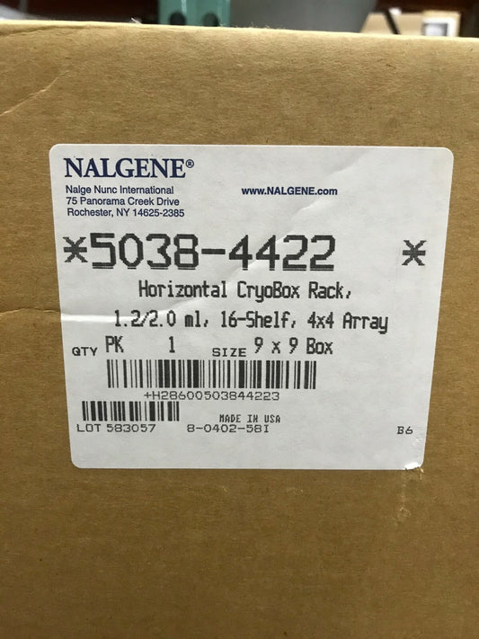 NALGENE NALGE NUNC 5038-4422 HORIZONTAL CRYOBOX RACK 1.2/2.0ml 16-SHELF