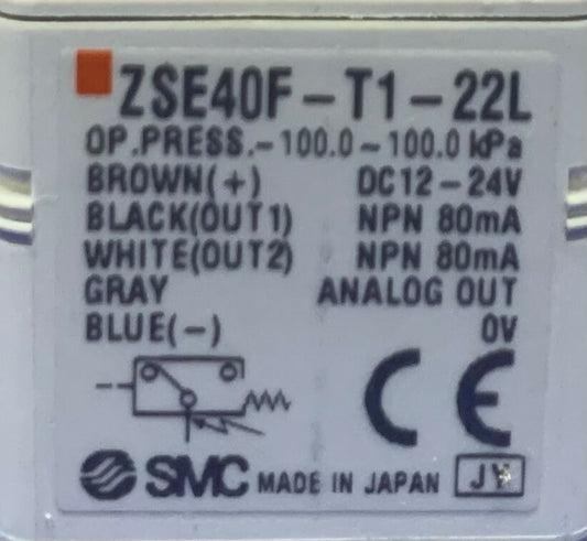 SMC ZSE40F-T1-22L Pressostato digitale ad alta precisione Display a 2 colori 12-24 VD
