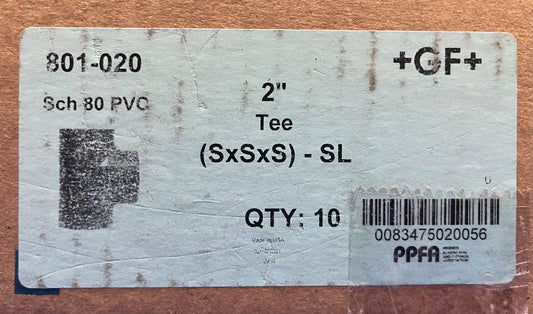 +GF+ GEORG FISHER 6NF85 801-020 TEE 2" SLIP SOCKET - 1 PACKAGE QTY 10
