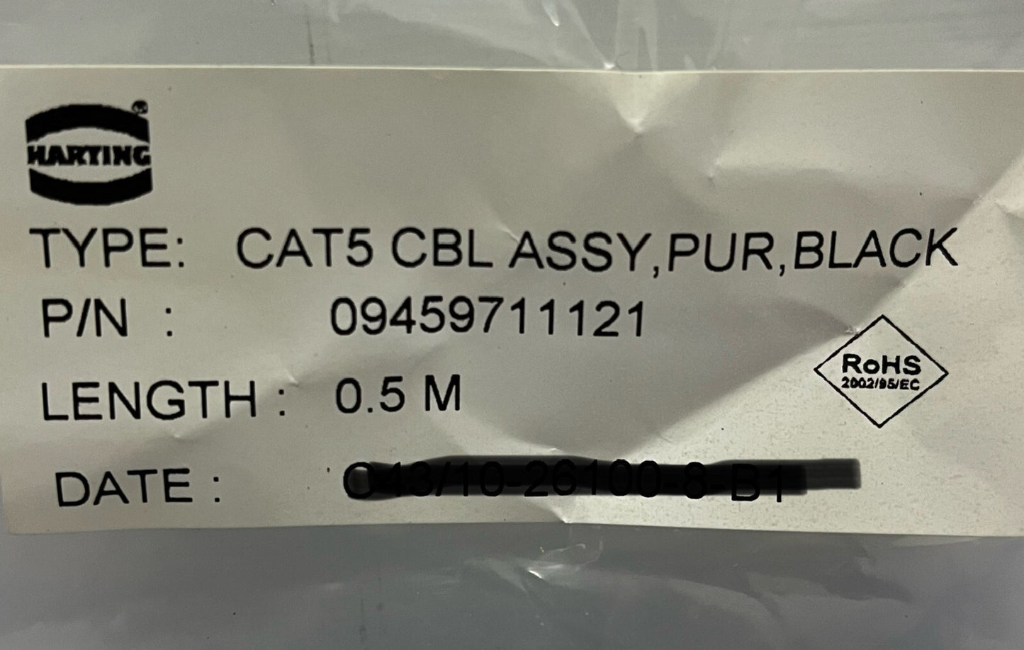 HARTING 09459711121 パッチコード RJ45 エンド CAT5 長さ 0.5 m