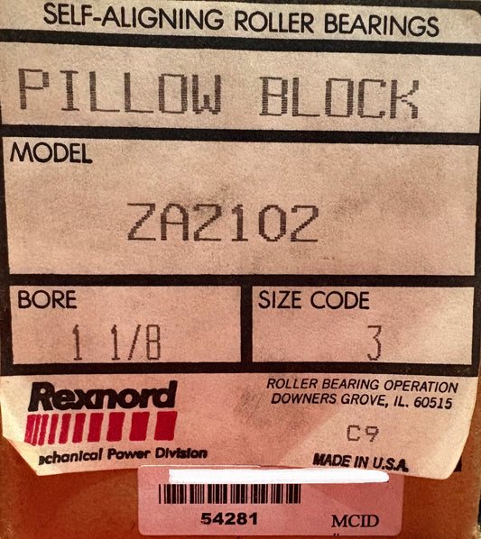 REXNORD ZA-2102 ZA2102 REX PILLOW BLOCK C9 ZA-2102 BORE 1 1/8" SIZE CODE 3