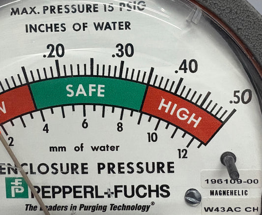PEPPERL+FUCHS 196109-00 MAGNEHELIC GESCHLOSSENES WASSERDRUCKMESSGERÄT 0-0,50 mm