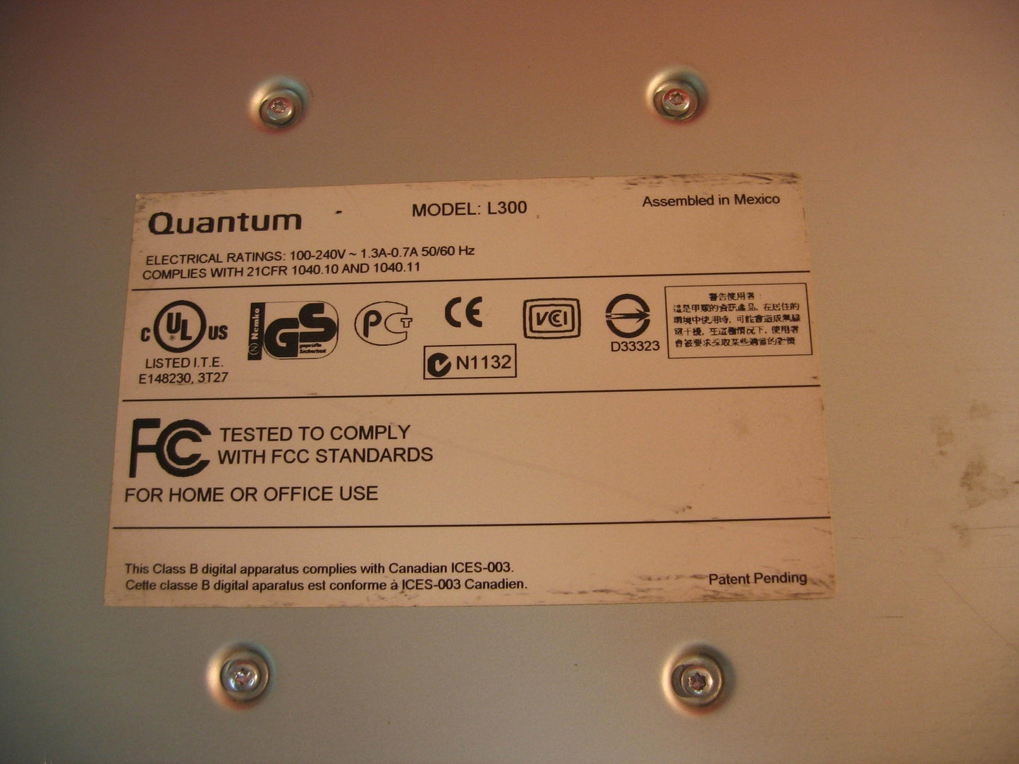 QUANTUM DTL L300 VS 80 TAPE AUTOLOADER