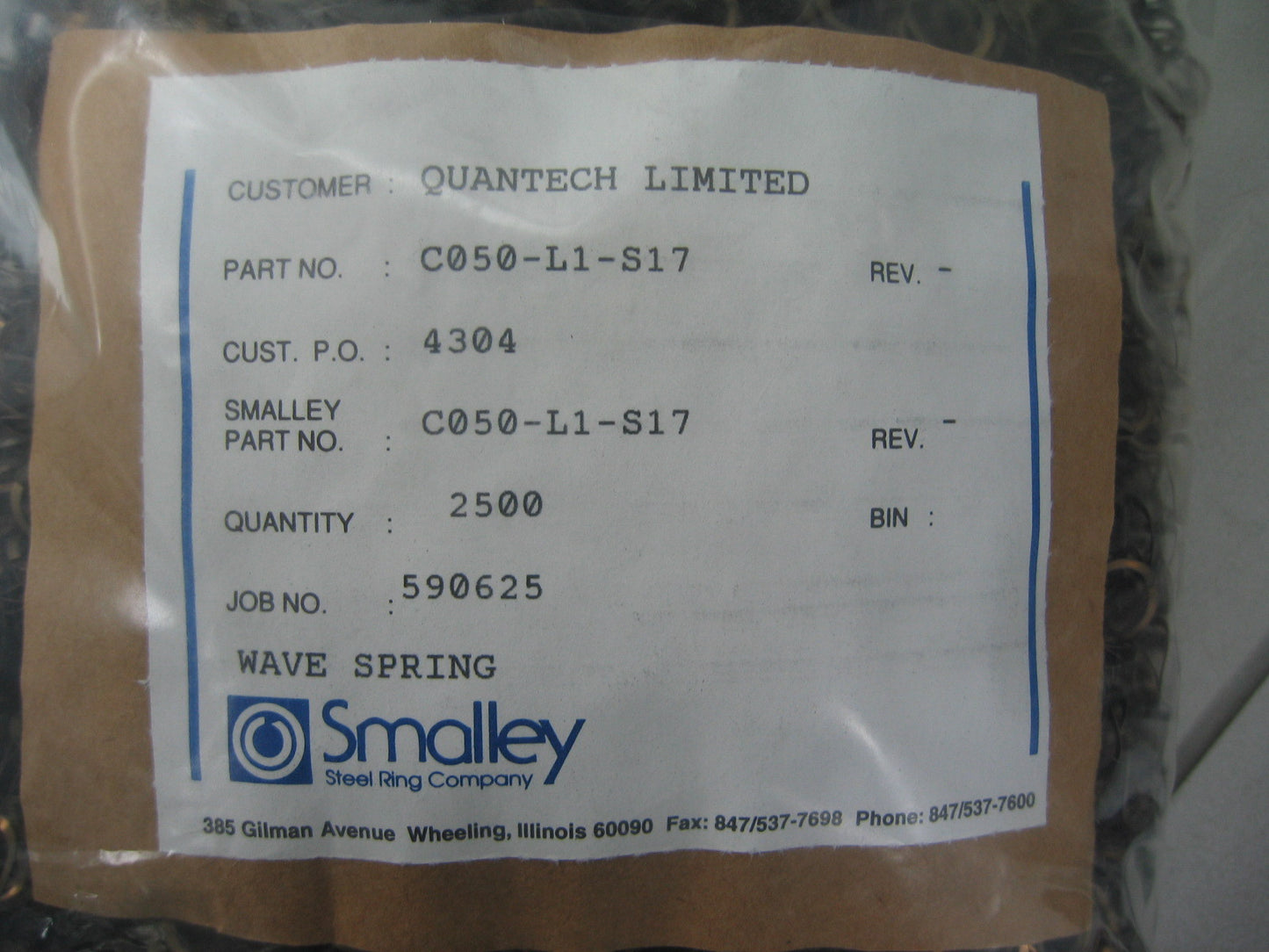 ANILLO DE ACERO SMALLEY COMPANY C050-L1-S17, RESORTE ONDULADO