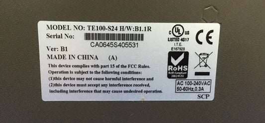 TRENDNET TE100-S24 H/W:B1.1R VERSIONE B1 SWITCH ETHERNET VELOCE TE100-S24