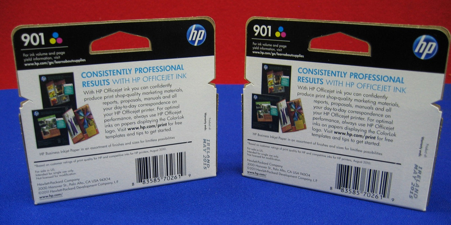 CANTIDAD 2 - CARTUCHO DE TINTA TRICOLOR HP / HEWLETT PACKARD 901 / CC656AN OPCIÓN 140