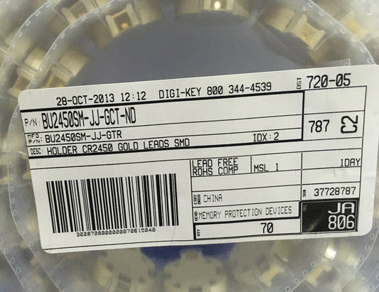 1 VERPAKKING VAN 70 - DIGI-KEY MPD GEHEUGENBEVEILIGING BU2450SM-JJ-GCT-ND BATTERIJHOUDER