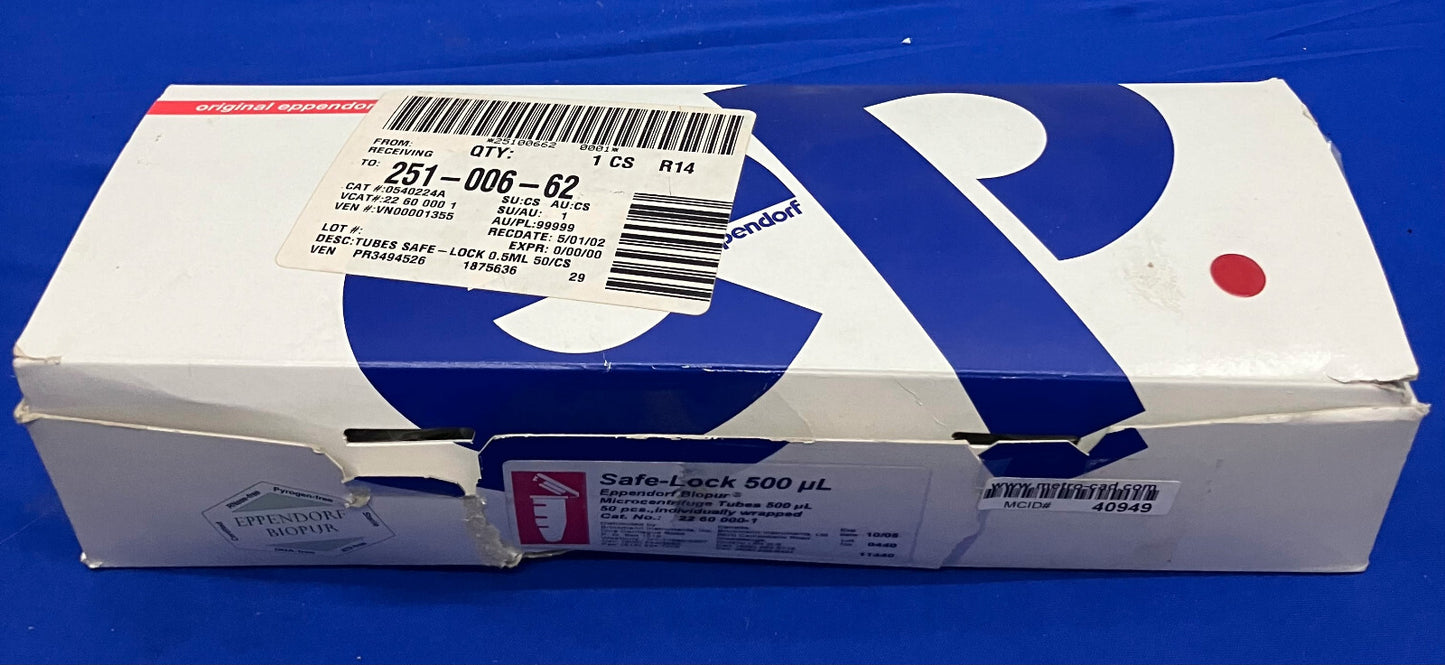 EPPENDORF MODELO 2260000-1, SN 0540224A, TUBOS DE MICROCENTRÍFUGA DE 0,5 ML, 50 UDS