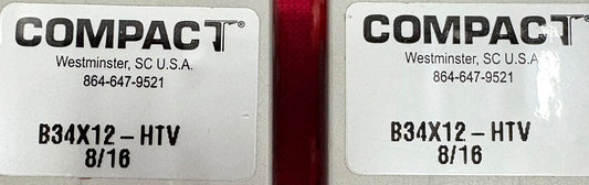 COMPACT B34X12-HTV SMALL PNEUMATIC CYLINDER DOUBLE ACTING 3/4”x1/2" - QTY 2