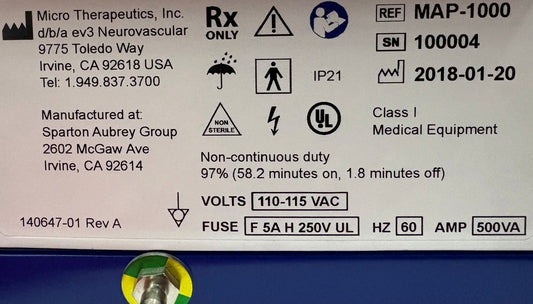 MEDTRONIC RIPTIDE ASPIRATION PUMP MAP-1000 W/ COLLECTION CANISTER - PARTS/REPAIR
