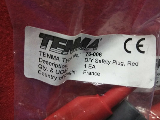 LOT OF 3 - TENMA 76-006 BANANA PLUG, RED. DIY SAFETY PLUG RED