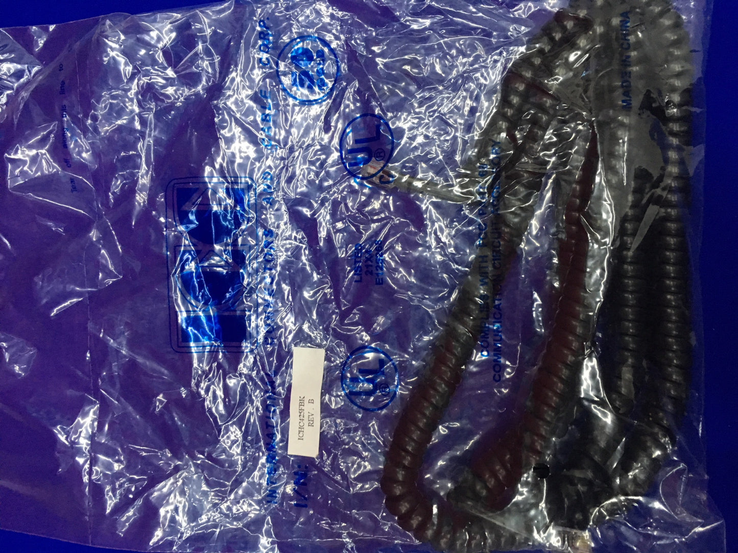 Cavo telefonico spiralato nero per cornetta GE ICC 2500BK ICHC425FBK da 25 piedi