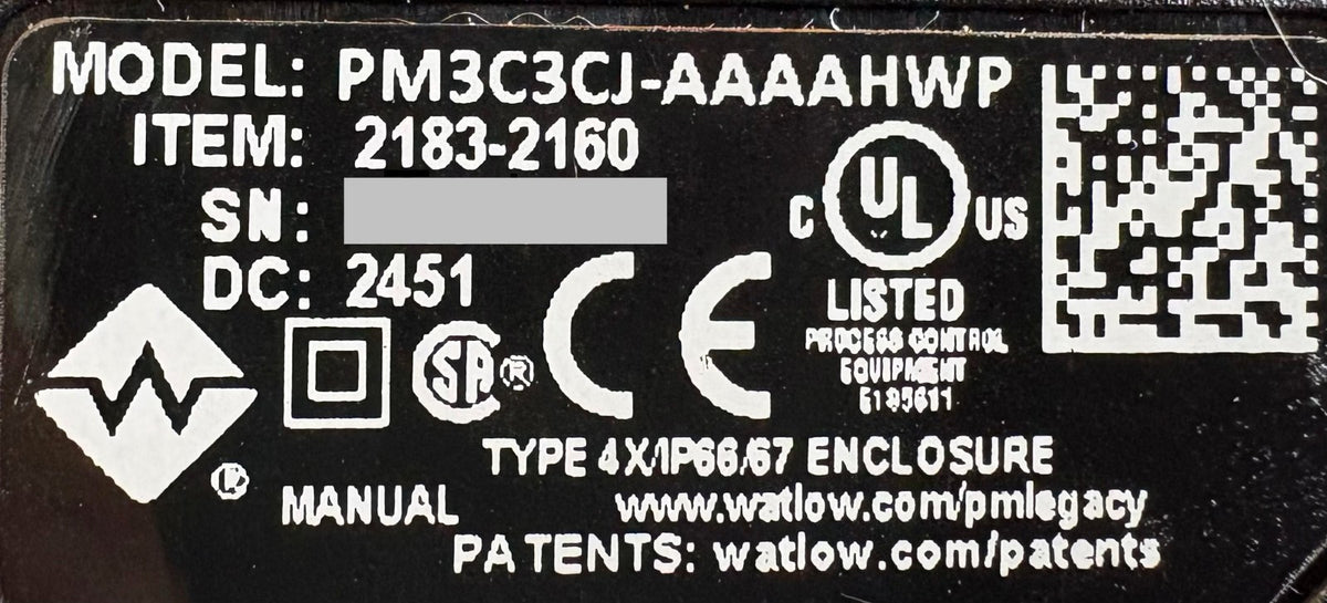 WATLOW PM3C3CJ-AAAAHWP / 2183-2160 DC 2451 LEGACY CONTROLLER