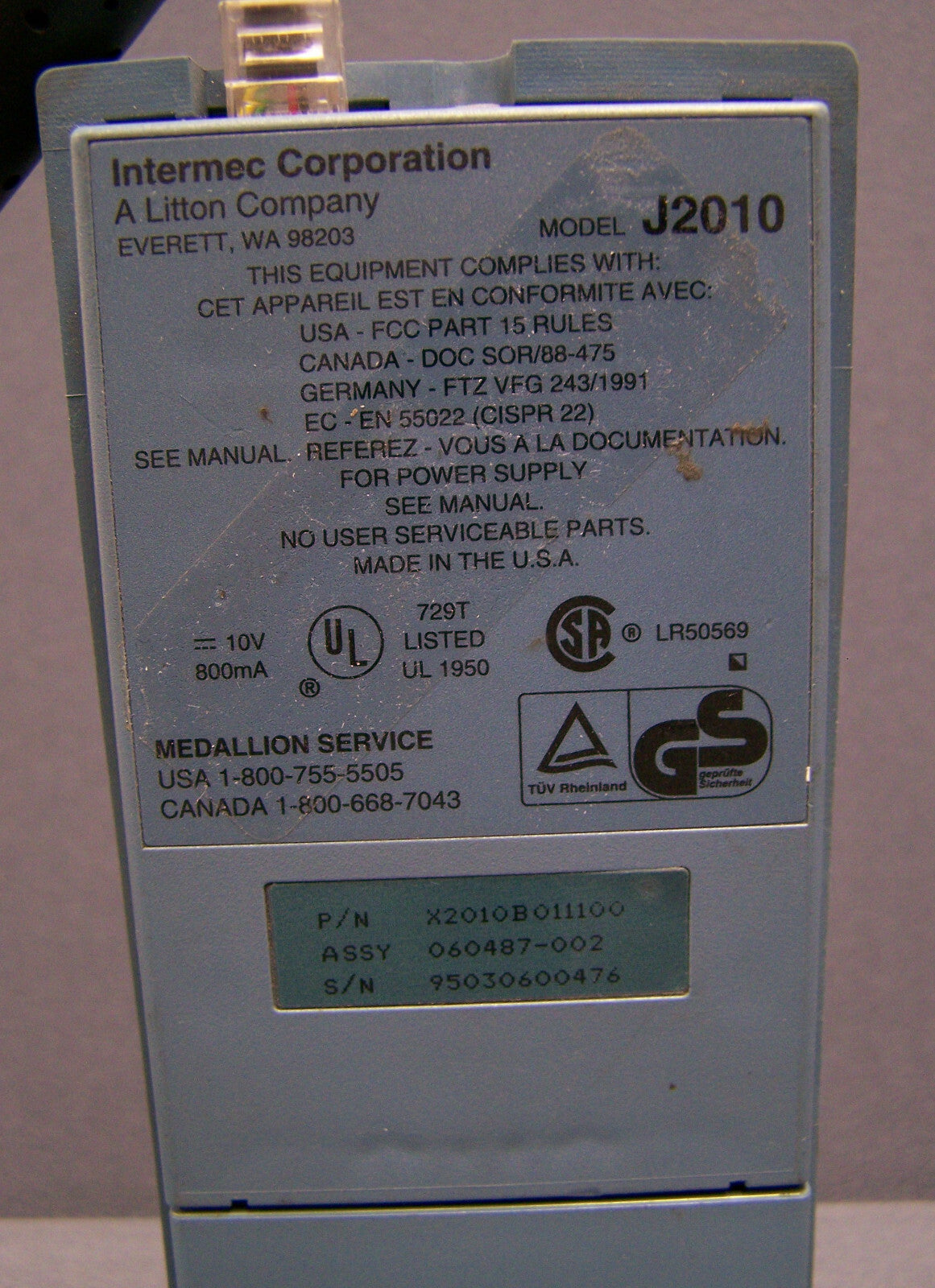 INTERMEC CORPORATION / JANUS HANDHELD BARCODE SCANNER MODEL J2010