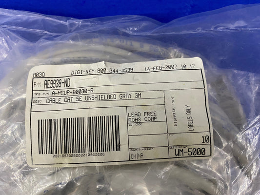 DIGI-KEY AE9938-ND A-MCUP-80030-R CABLE .5E CAT 3M - 1 PKG OF 10 CABLES