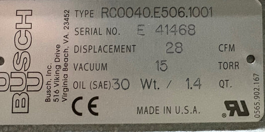 BUSCH RA0025.E506.1001 ロータリーベーン真空ポンプ(東芝モーター搭載) - 部品修理