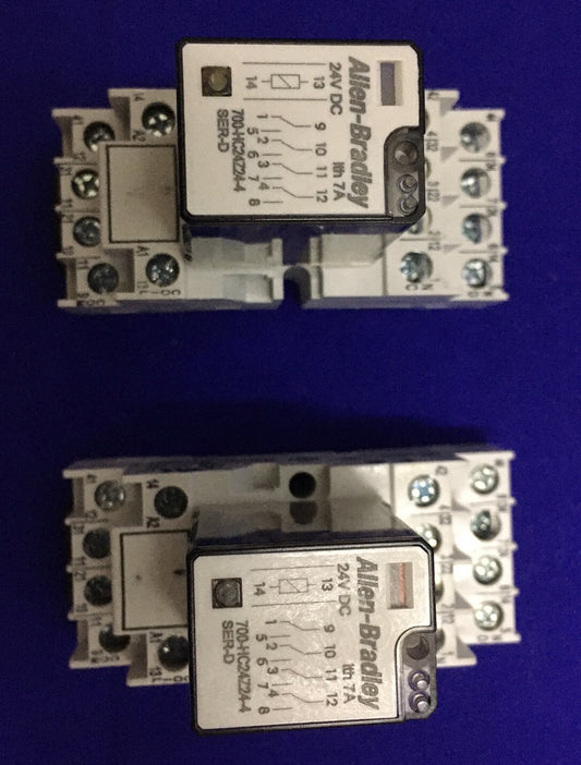 1 LOTE DE 2 Allen Bradley - ZÓCALO DE RELÉ EN MINIATURA 700-HN103 Y RELÉ 700-HC24Z24-4