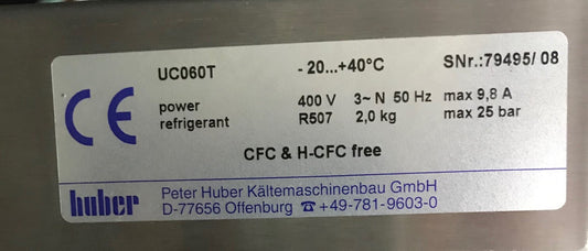 HUBER UNICHILLER CHILLER UC060T 400V 3-N 50HZ MAX 9 8 A ARTIKEL IST GEBRAUCHT