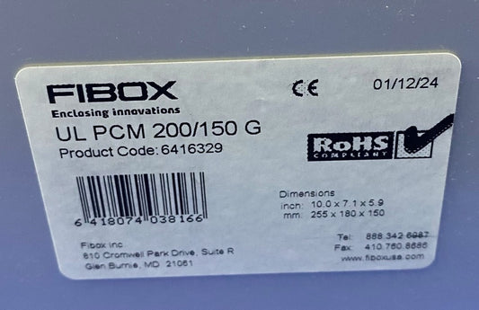 FIBOX UL PCM 200/150 G 6416329 ENCLOSURE O/D 10" X 7.1" X 5.9" POLYCARBONATE