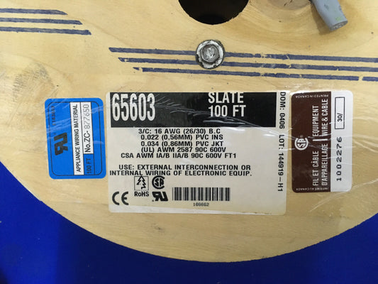 ALPHA WIRE COMPANY 65603 CAVO ARDESIA 100 PIEDI 3/C: 16AWG
