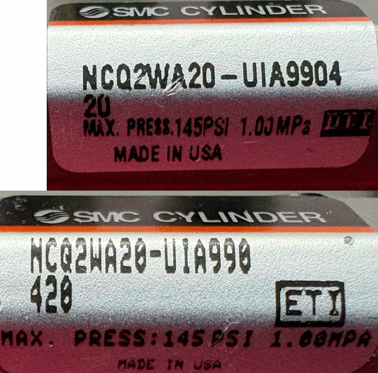 SMC NC2WA20-UIA9904 COMPACT PNEUMATIC CYLINDER SELLING AS '1 LOT' - SEE PICTURES