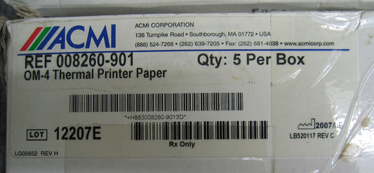 ACMI REF 008260-901 OM-4 サーマルプリンター用紙 ロット 12207E
