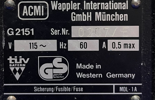 ACMI WAPPLER INT'L CFR TRANSFER-PERISTALTIKPUMPE G2151 – SIEHE BILDER/VIDEO