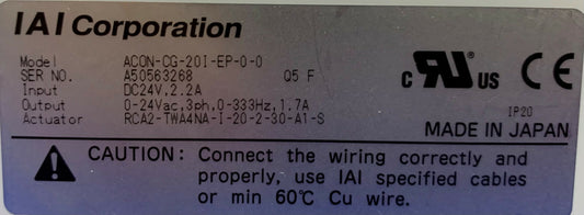 IAI ACON-CG-201-EP-0-0 RCA2 Positionsantrieb Unterbrechung EtherNet/IP Controller