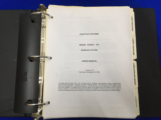 ADEC ADAPTIEVE ELEKTRONICA 7056DC-HV BURNIN SYSTEM GEBRUIKERSHANDLEIDING