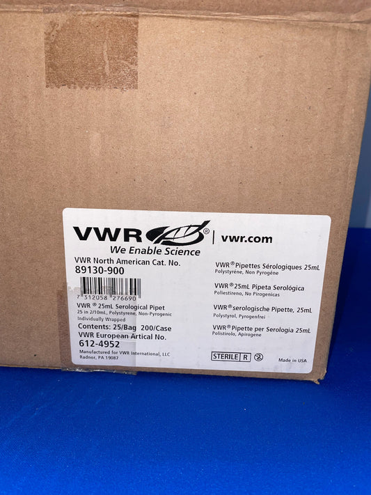 VWR, 25 ml SEROLOGISCHE PIPET, 8 VERPAKKINGEN VAN 25