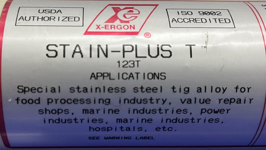 X-ERGON STAIN-PLUS T XER 123T 200-7-123T SS TIG ALLOY 36" X 1/16" - QTY 311 RODS