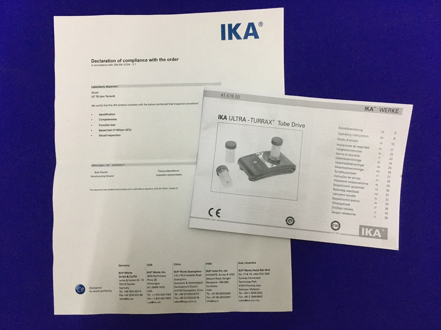 IKA ® UT TD (ION TORRENT) ULTRA-TURRAX ® TUBE DRIVE 24V 800mA
