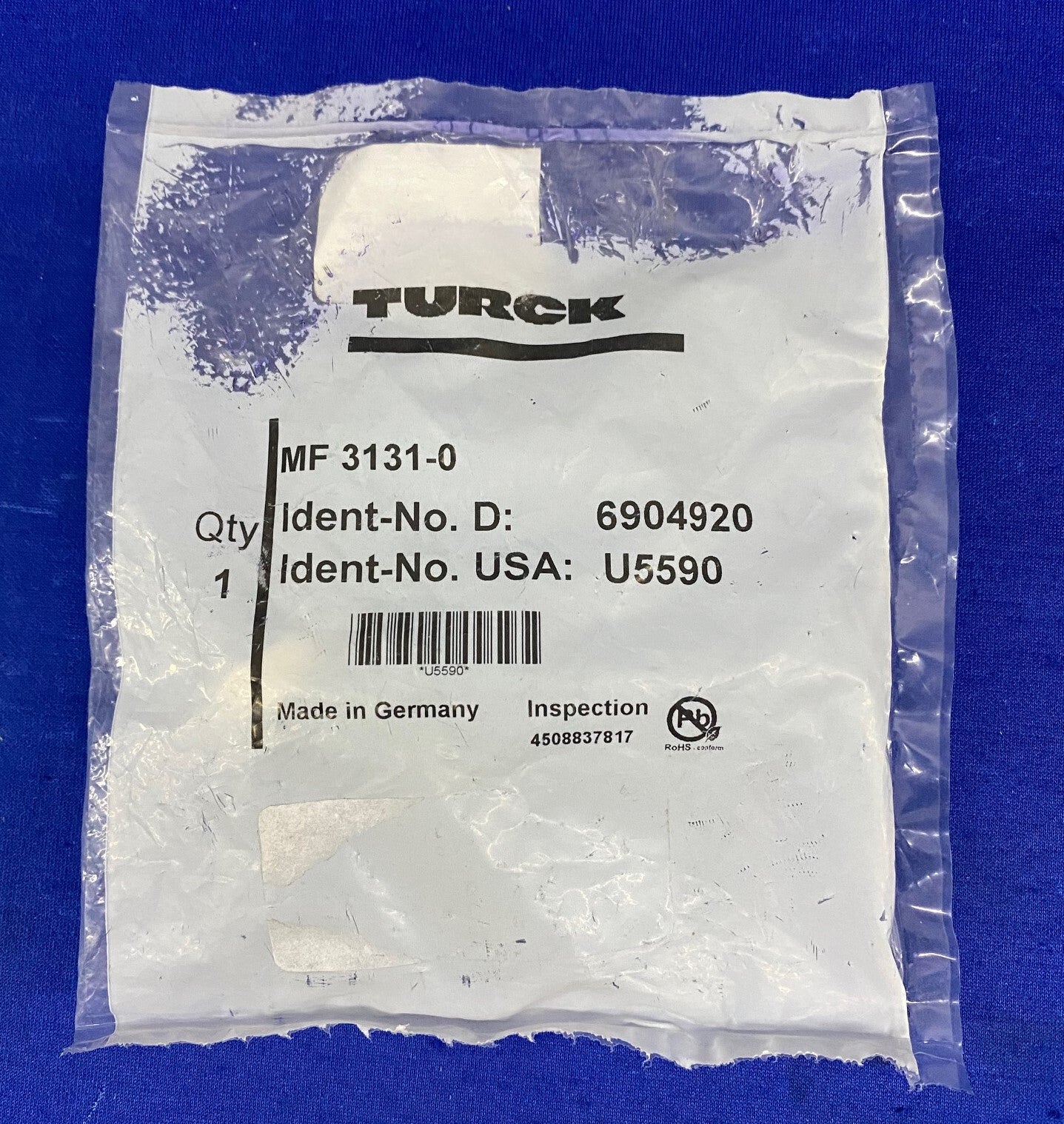 TURCK 6904920 / U5590 FICHE 3 BROCHES MF 3131-0 / 3131.0