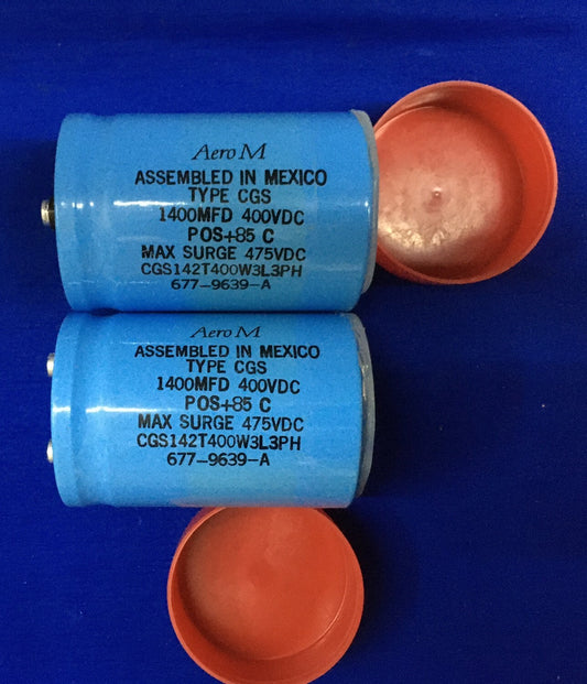QTY 2 - AERO M 1400MFD 400VDC CGS142T400W3L3PH / 677-9639-A CONDENSATORE