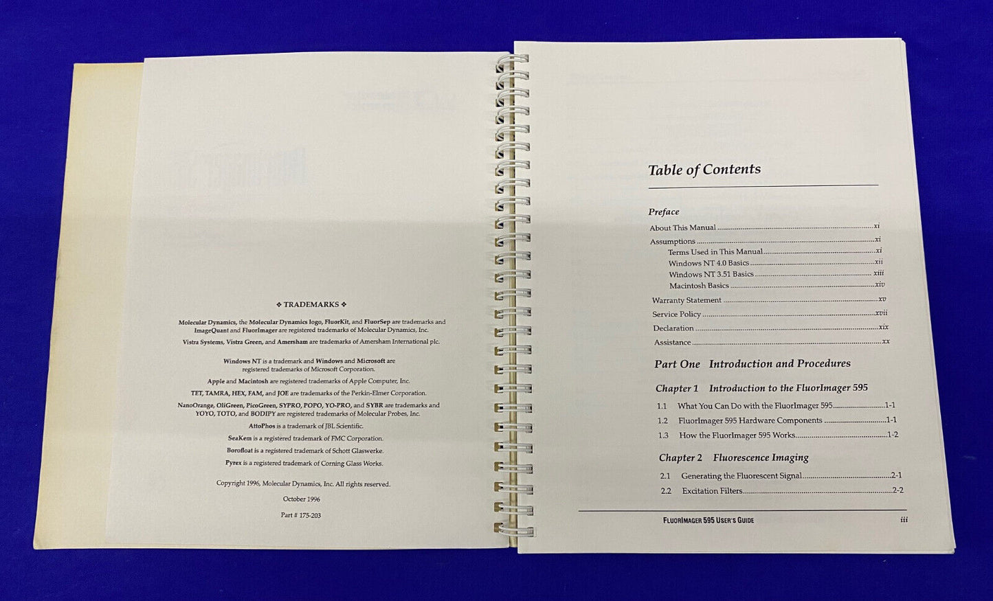 MOLECULAR DYNAMICS FI595 SN 86268 IMAGEN DE FLUOR 595 CON MANUAL - PIEZAS/REPARACIÓN