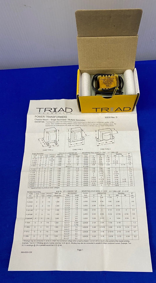 TRIAD MAGNETICS F-46X FILAMENT TRANSFORMER