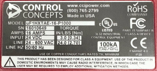 制御コンセプト MICROFUSION uF1HXTAE-16-P1000 1PH 16A パネル/DIN イーサネット TCP