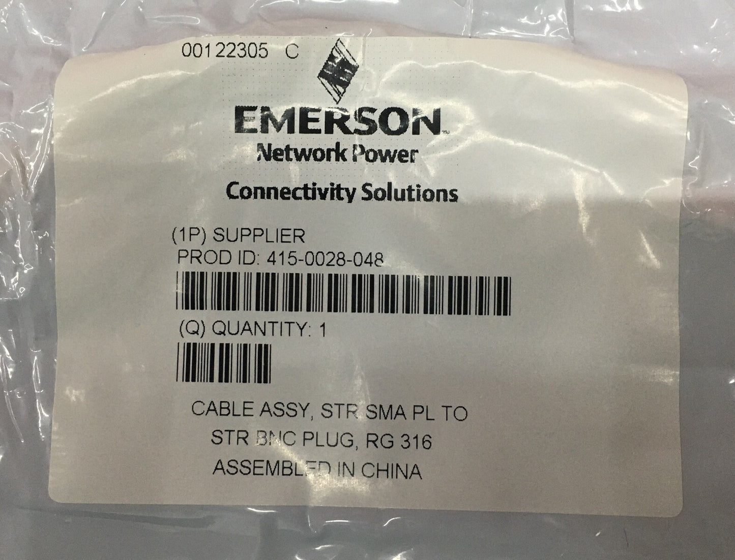 SOLUCIONES DE CONECTIVIDAD ELÉCTRICA DE RED EMERSON 415-0028-048 CABLE RF
