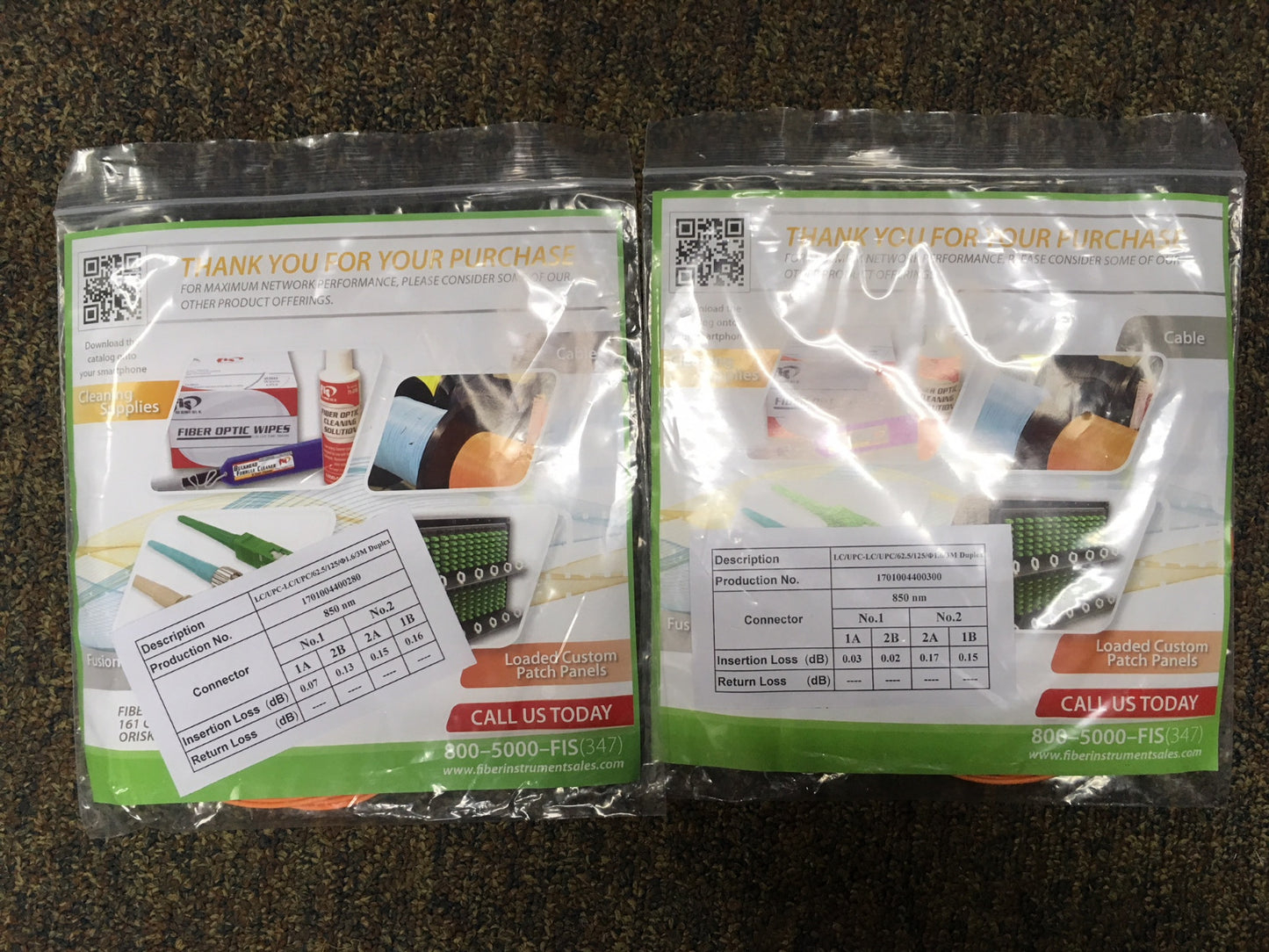 FIS Custom Patch Glasfaserkabel, Duplex 3mm MM 62,5um OM1 Glasfaser LC/PC auf LC/PC 3m