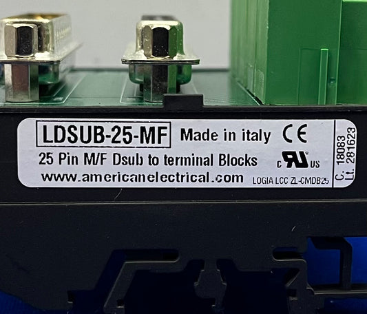 AMERICAN ELECTRICAL LDSUB-25-MF 25 PIN Dsub a MORSETTIERA - 1 LOTTO DI QTY 2