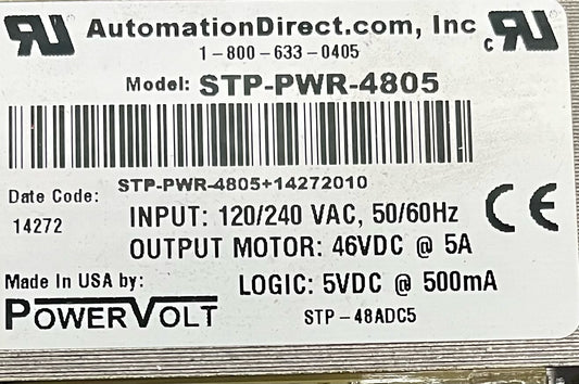 AUTOMATION DIRECT POWERVOLT STP-PWR-4805 Stromversorgung, Eingang 120/240 VAC