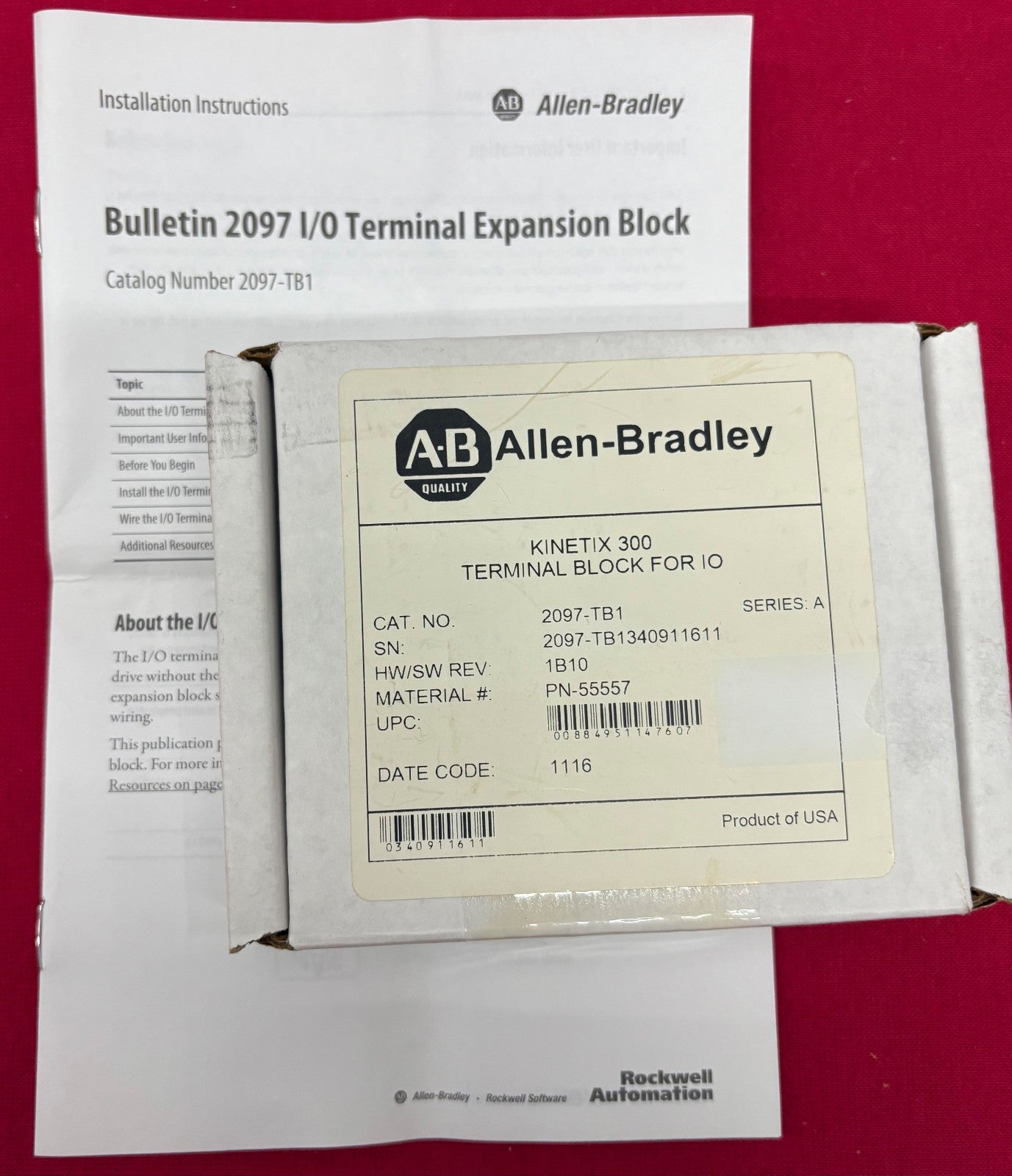 Allen Bradley 2097-TB1 HW/SW REV:1B10 KINETIX TERMINAL EXPANSION BLOCK CONNECTOR