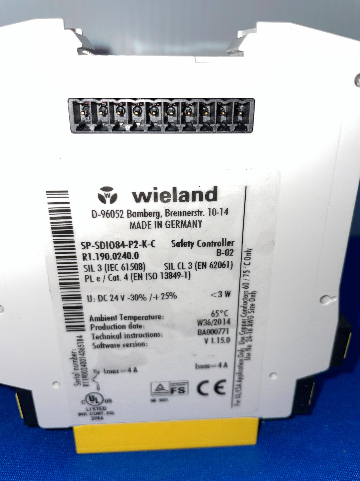 WIELAND SP-SDIO84-P2-K-C / SP-SD10 SAFETY CONTROLLER B-02 SELLING AS 1 LOT QTY 3