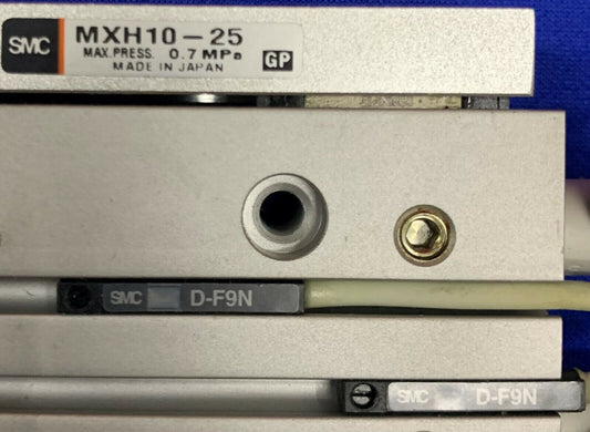 Lot of 2 SMC MXH10-25 Compact Slide Table w/ SMC D-F9N Sensor