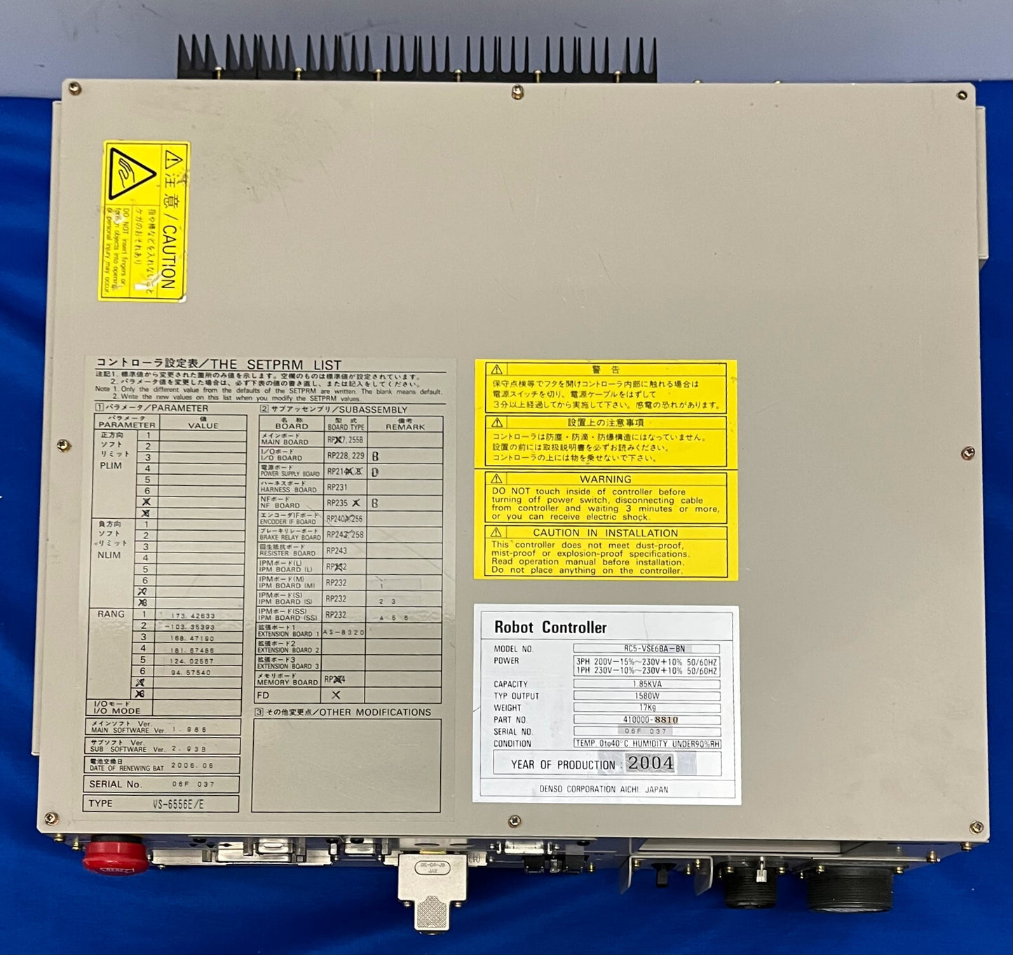 DENSO ROBOT CONTROLLER RC5-VSE6BA-BN / 410000-8810 NO POWER SUPPLY PARTS/REPAIR