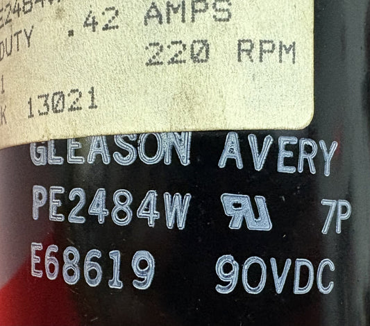 GLEASON-AVERY V-D.C. GEARMOTOR V7220-PE2484W-9327 1/30HP 220 RPM