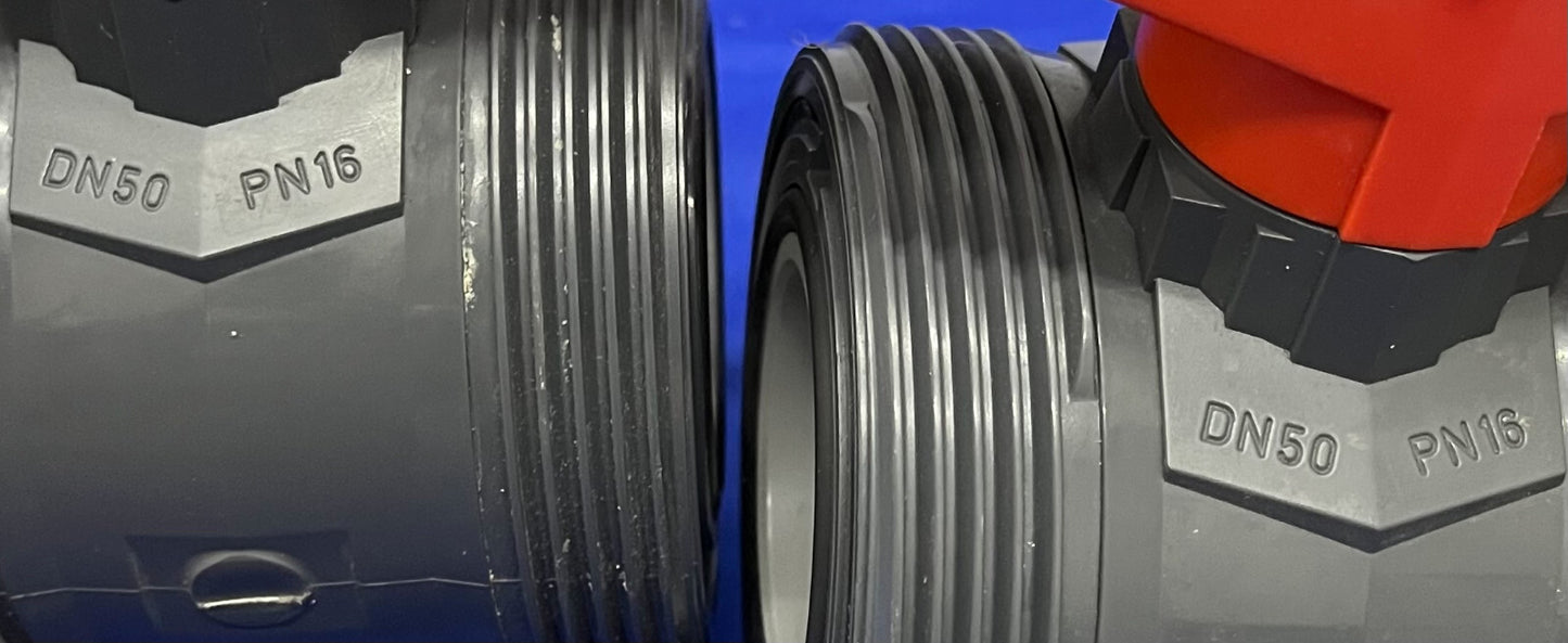 GEORG FISCHER +GF+ TYP 546 2” DN50 PVC-U FPM PN16 BALL VALVE - 1 LOT QTY 2