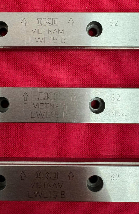 IKO LWL15B LINEAR GUIDE RAIL SLIDE E974 BLOCK - SELLING AS '1 LOT QTY 3'