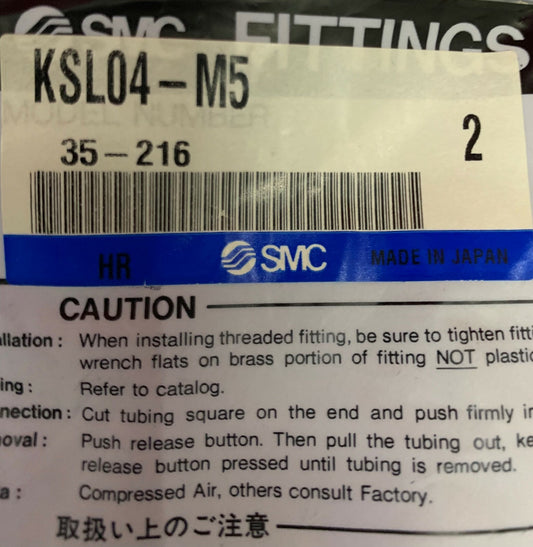 Lot of 4 Bags (Qty 2 per Bag) SMC KSL04-M5 Pneumatic Elbow Fittings